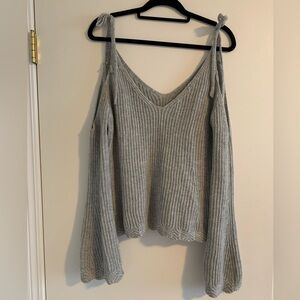 Gray Ribbed Knit Sweater